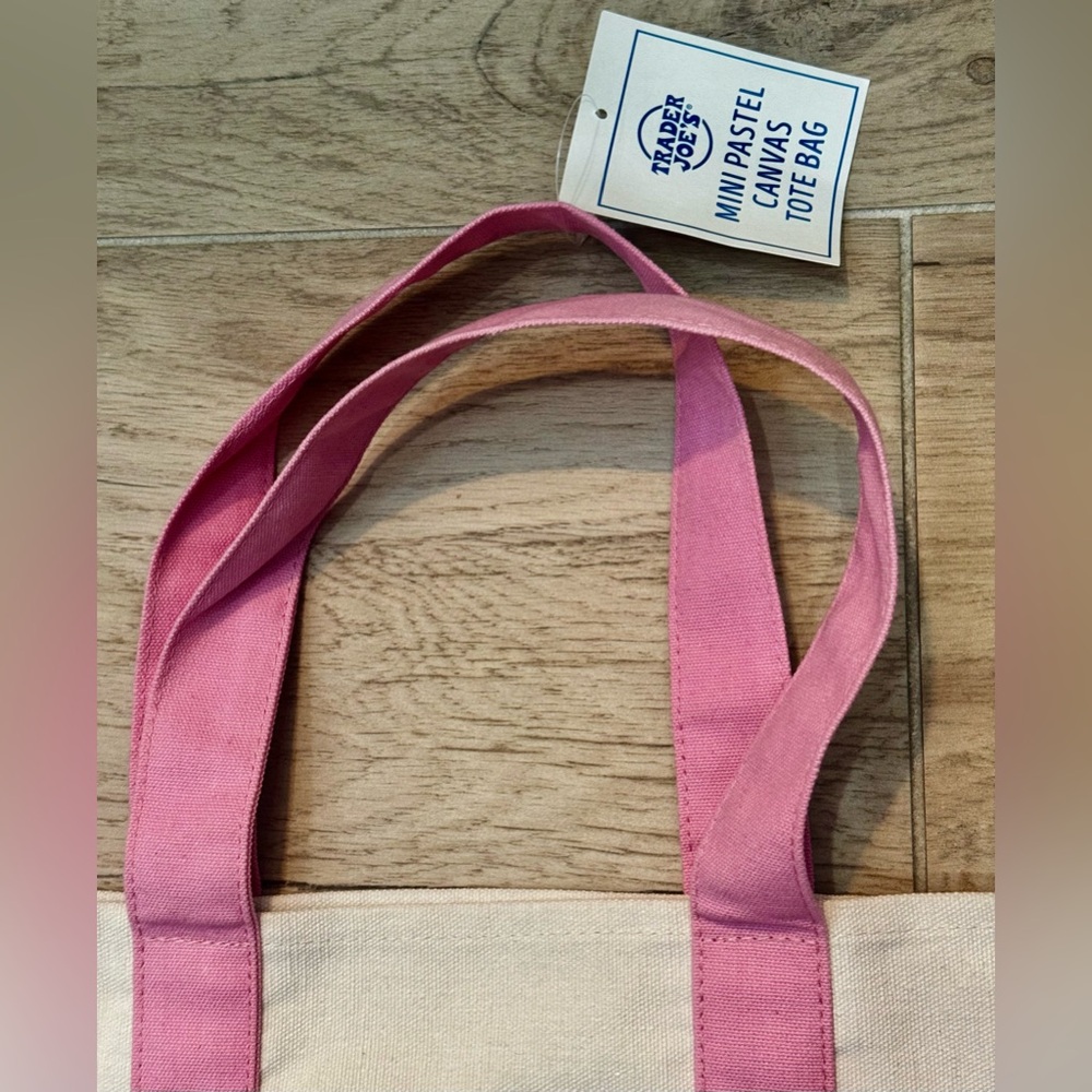 NWT Trader Joe's Pink Pastel Canvas Tote Bag Spring 2026 - Picture 2 of 5